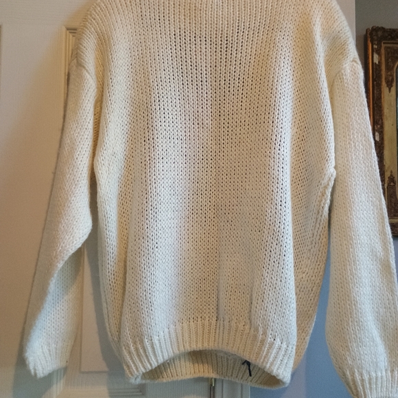 Vintage 80s/90s Needles & Yarn Floral Knit Sweater Medium Shoulder Pads Chunky - Picture 10 of 12